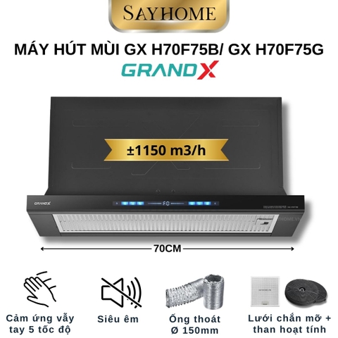 Máy hút mùi GrandX GX H70F75B/ GX H70F75G âm tủ - Hàng chính hãng