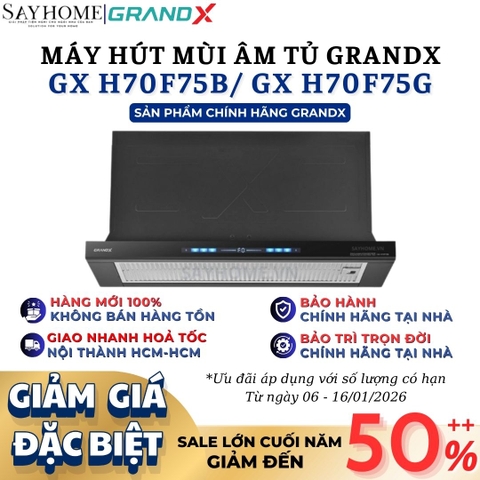 Máy hút mùi GrandX GX H70F75B/ GX H70F75G âm tủ - Hàng chính hãng