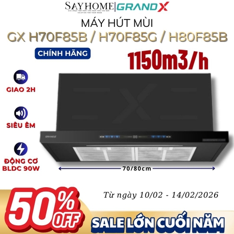 Máy hút mùi GrandX GX H70F85B/ GX H70F85G/ GX H80F85B âm tủ - Hàng chính hãng