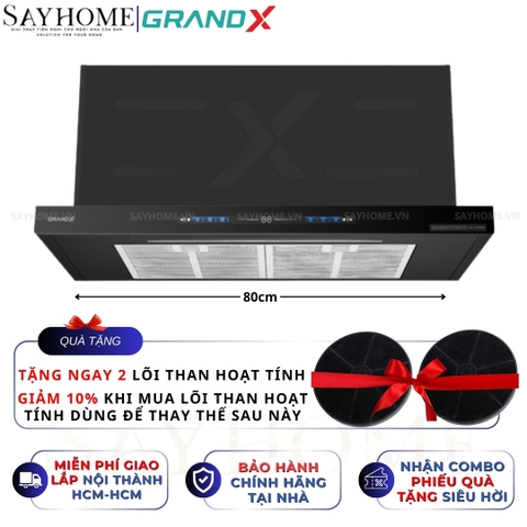 Máy hút mùi GrandX GX H70F85B/ GX H70F85G/ GX H80F85B âm tủ, ray kéo - Hàng chính hãng