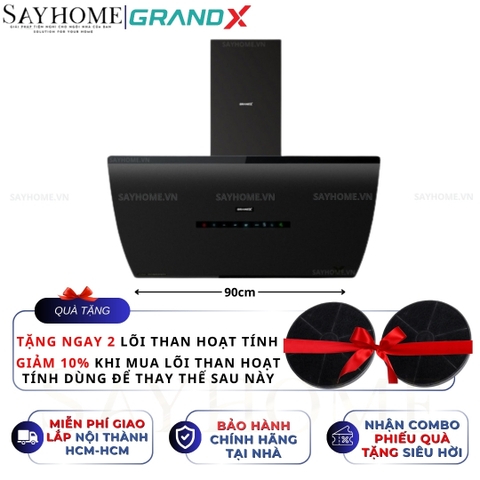 Máy hút mùi GrandX GX H70F87B/ GX H90F87B kính vát, áp tường - Hàng chính hãng