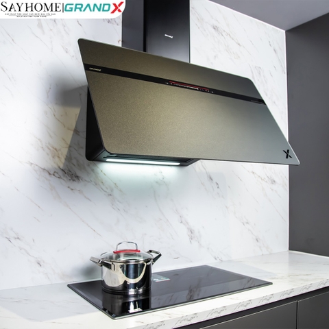 Máy hút mùi GrandX GX H70S86B/ GX H90S86B kính vát, áp tường, màu đen - Hàng chính hãng