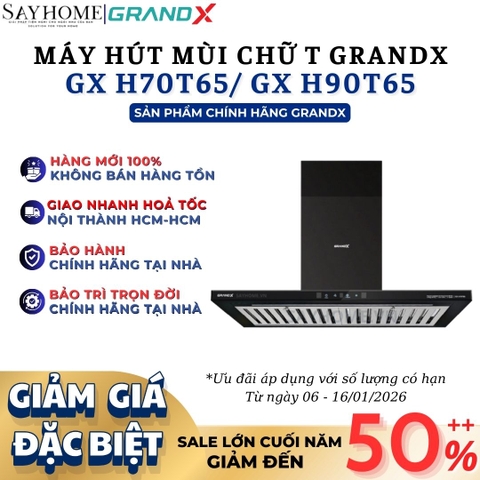 Máy hút mùi GrandX GX H70T65/ GX H90T65 kính toa, áp tường - Hàng chính hãng