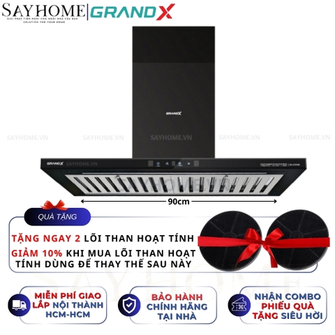 Máy hút mùi GrandX GX H70T65/ GX H90T65 kính toa, áp tường - Hàng chính hãng