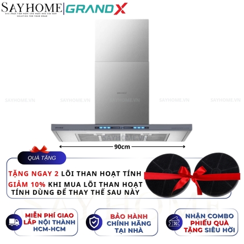 Máy hút mùi GrandX GX H70T78G/ GX H90T78G kính toa, áp tường - Hàng chính hãng