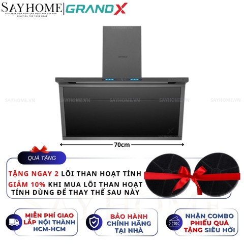 Máy hút mùi GrandX GX H70T88G/ GX H90T88G kính vát, áp tường - Hàng chính hãng