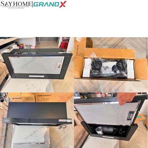 Máy hút mùi GrandX GX H60F56B / GX H70F56B âm tủ, ray kéo, màu đen tại Thành phố Hồ Chí Minh