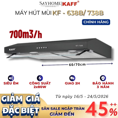 Máy hút mùi KAFF KF-638B, KF-738B âm tủ màu đen - Bảo hành chính hãng 3 năm