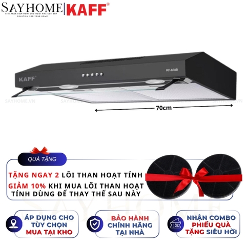 Máy hút mùi KAFF KF-638B, KF-738B âm tủ màu đen - Bảo hành chính hãng 3 năm
