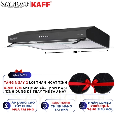 Máy hút mùi KAFF KF-638B, KF-738B âm tủ màu đen - Bảo hành chính hãng 3 năm