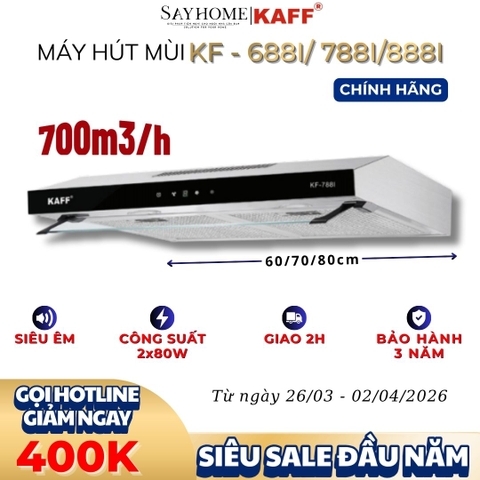 Máy hút mùi KAFF KF-688I/788I/888I âm tủ cảm ứng - Bảo hành chính hãng 3 năm