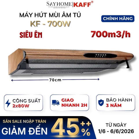 Máy hút mùi KAFF KF-700W âm tủ vân gỗ - Bảo hành chính hãng 3 năm