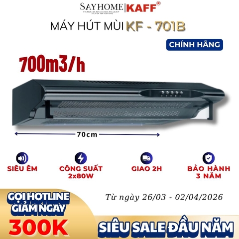 Máy hút mùi KAFF KF-701B âm tủ màu đen - Bảo hành chính hãng 3 năm