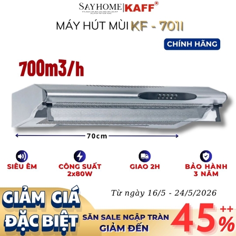 Máy hút mùi KAFF KF-701I âm tủ màu bạc - Bảo hành chính hãng 3 năm