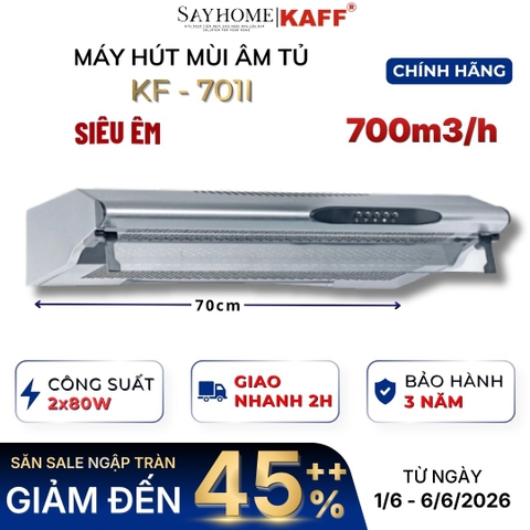 Máy hút mùi KAFF KF-701I âm tủ màu bạc - Bảo hành chính hãng 3 năm
