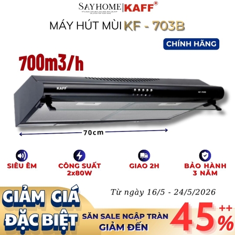 Máy hút mùi KAFF KF-703B âm tủ màu đen - Bảo hành chính hãng 3 năm