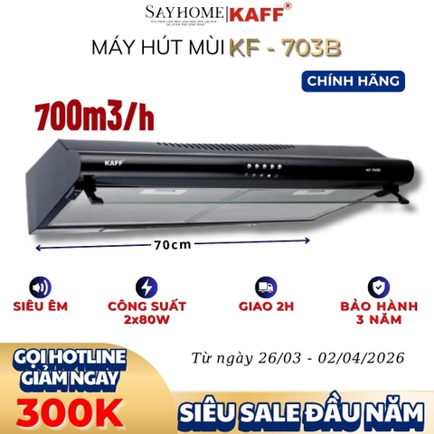 Máy hút mùi KAFF KF-703B âm tủ màu đen - Bảo hành chính hãng 3 năm