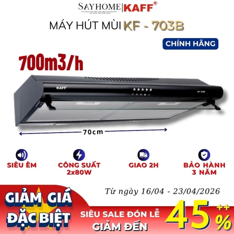 Máy hút mùi KAFF KF-703B âm tủ màu đen - Bảo hành chính hãng 3 năm