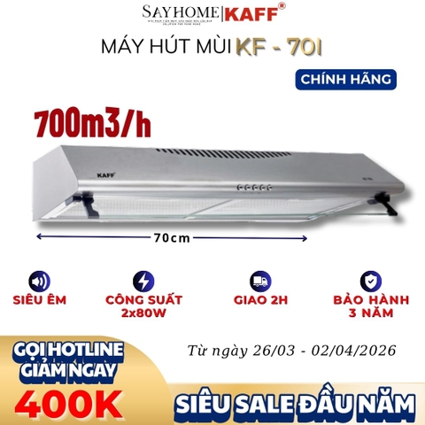 Máy hút mùi KAFF KF-70I âm tủ màu bạc - Bảo hành chính hãng 3 năm