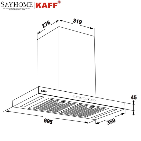 Máy hút mùi KAFF KF - FLAT7735B BOST chữ T - Bảo hành chính hãng 3 năm