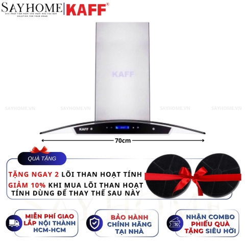 Máy hút mùi KAFF KF-GB027, KF-GB029 kính cong áp tường cảm ứng - Bảo hành chính hãng 3 năm