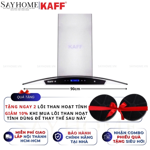 Máy hút mùi KAFF KF-GB027, KF-GB029 kính cong áp tường cảm ứng - Bảo hành chính hãng 3 năm