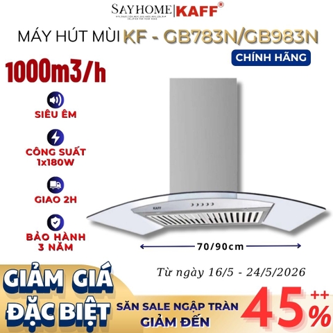 Máy hút mùi KAFF KF-GB783N/GB983N kính cong áp tường - Bảo hành chính hãng 3 năm