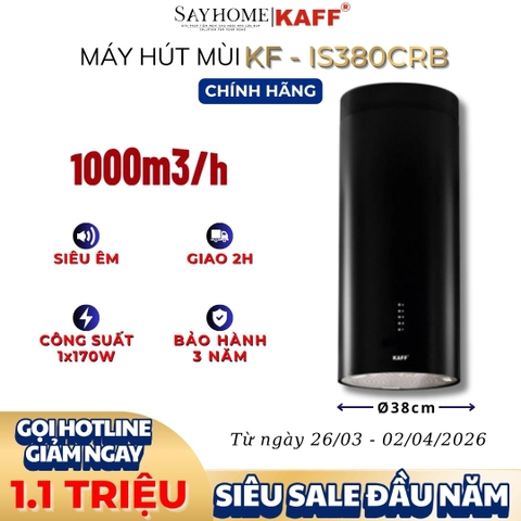 Máy hút mùi KAFF KF-IS380CRB độc lập dạng ống-inox-cảm ứng - Bảo hành chính hãng 3 năm