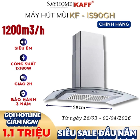 Máy hút mùi KAFF KF-IS90GH kính cong độc lập - Bảo hành chính hãng 3 năm