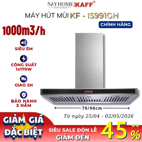 Máy hút mùi KAFF KF-IS991GH độc lập cảm ứng - điều khiển từ xa - Bảo hành chính hãng 3 năm