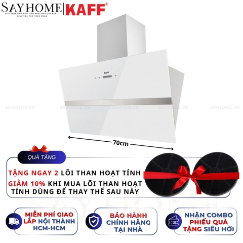 Máy hút mùi KAFF KF-LUX AT70FH/ AT90FH WH dạng TV cảm ứng và điều khiển từ xa - Bảo hành chính hãng 3 năm