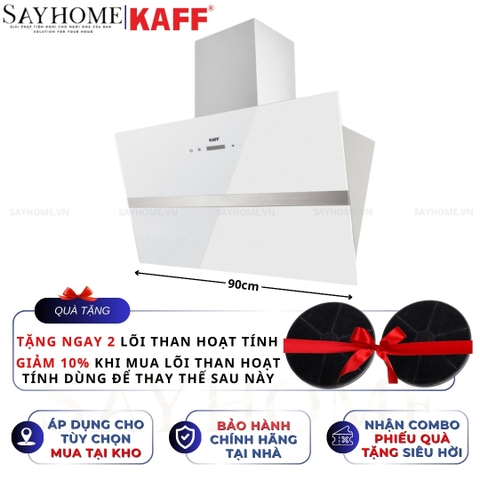 Máy hút mùi KAFF KF-LUX AT70FH/ AT90FH WH dạng TV cảm ứng và điều khiển từ xa - Bảo hành chính hãng 3 năm
