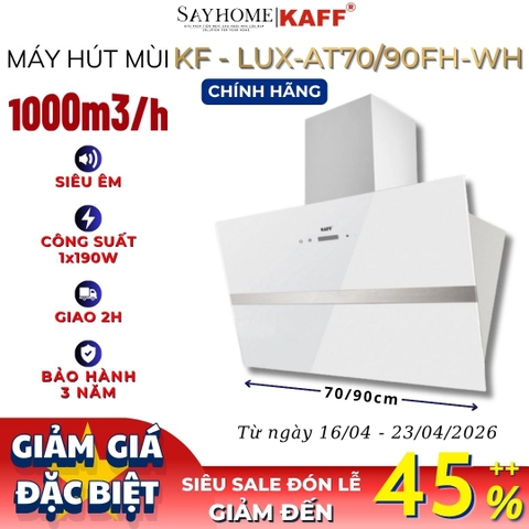 Máy hút mùi KAFF KF-LUX AT70FH/ AT90FH WH dạng TV cảm ứng và điều khiển từ xa - Bảo hành chính hãng 3 năm