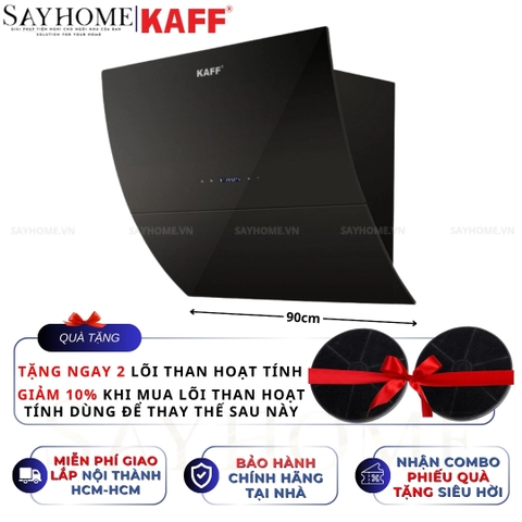Máy hút mùi KAFF KF-LUX AT70H/ AT90H BK kính vát cảm ứng - điều khiển từ xa - Bảo hành chính hãng 3 năm