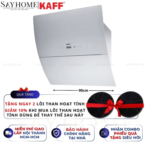 Máy hút mùi KAFF KF-LUX-AT70H/AT90H-WH kính vát - Bảo hành chính hãng 3 năm