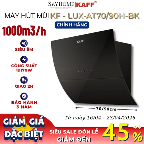 Máy hút mùi KAFF KF-LUX AT70H/ AT90H BK kính vát cảm ứng - điều khiển từ xa - Bảo hành chính hãng 3 năm
