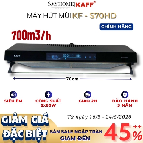 Máy hút mùi KAFF KF-S70HD âm tủ màn hình LCD màu đen cảm ứng - Bảo hành chính hãng 3 năm