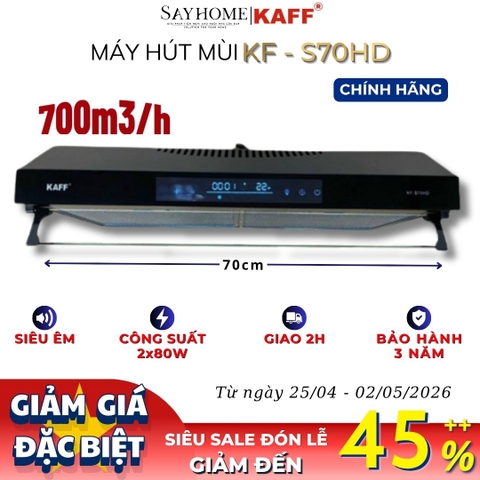 Máy hút mùi KAFF KF-S70HD âm tủ màn hình LCD màu đen cảm ứng - Bảo hành chính hãng 3 năm