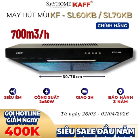 Máy hút mùi KAFF KF-SL60KB, KF-SL70KB âm tủ màu đen  - Bảo hành chính hãng 3 năm