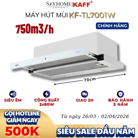 Máy hút mùi KAFF KF-TL7001W âm tủ ray kéo - Hàng chính hãng