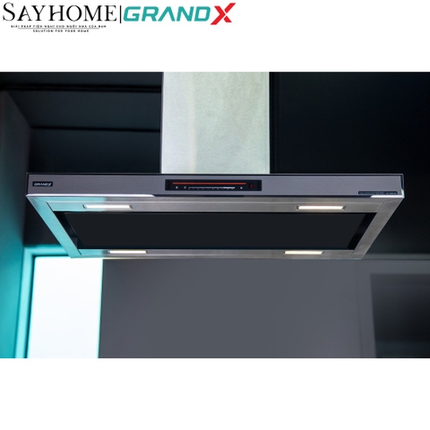 Máy hút mùi GrandX GX H90IL89 kính toa, treo đảo - Hàng chính hãng