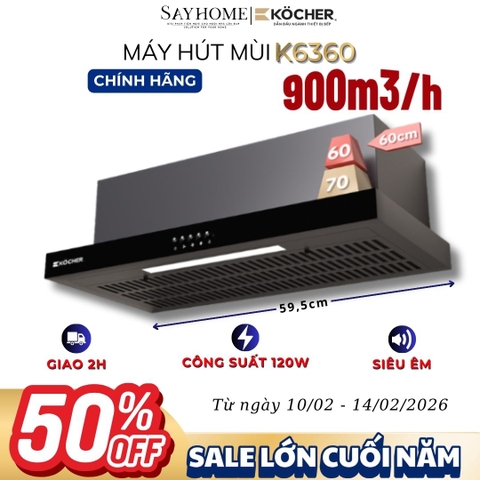 Máy hút mùi Kocher K6360 âm tủ, điều khiển cơ - Hàng chính hãng