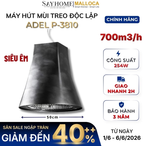 Máy hút mùi Malloca ADEL P-3810 treo độc lập - Hàng chính hãng