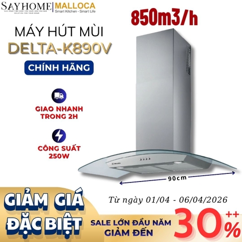Máy hút mùi MALLOCA DELTA-K890V kính cong RANGE HOOD - Hàng chính hãng