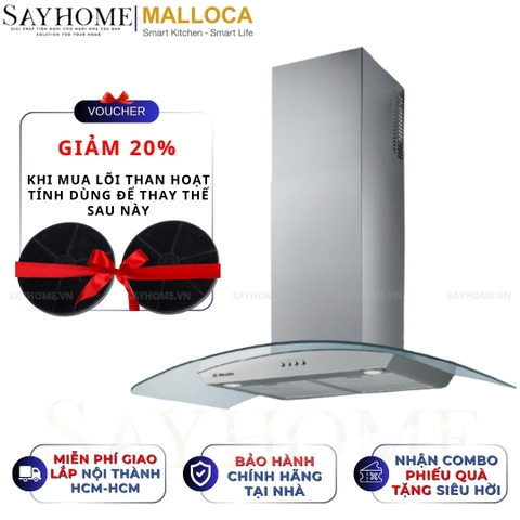 Máy hút mùi MALLOCA DELTA-K890V kính cong RANGE HOOD - Hàng chính hãng MALLOCA