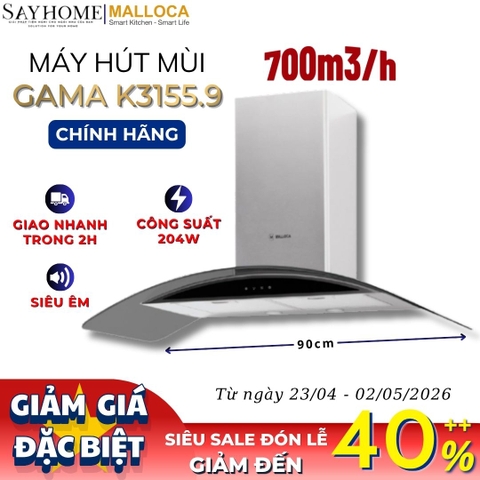 Máy hút mùi MALLOCA GAMA K3155.9 kính cong RANGE HOOD - Hàng chính hãng