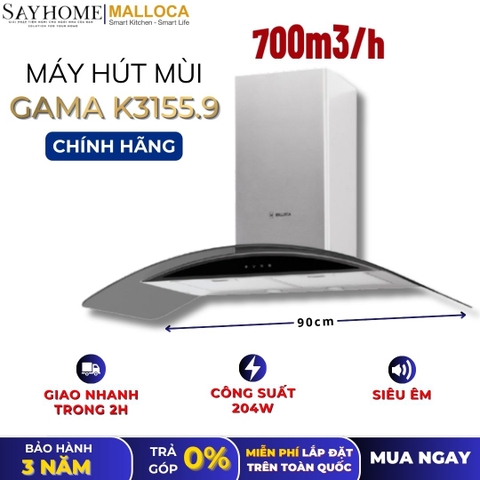 Máy hút mùi MALLOCA GAMA K3155.9 kính cong RANGE HOOD - Hàng chính hãng