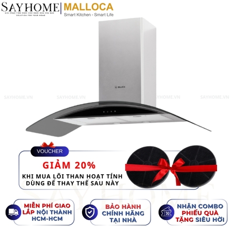 Máy hút mùi MALLOCA GAMA K3155.9 kính cong RANGE HOOD - Hàng chính hãng MALLOCA