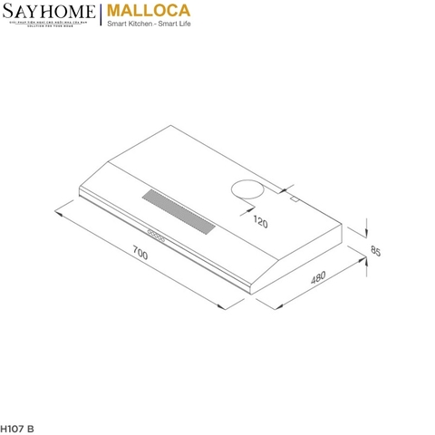 Máy hút mùi MALLOCA H107B âm tủ - Hàng chính hãng