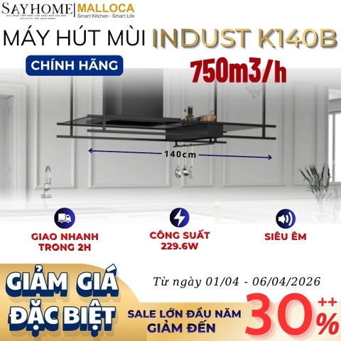 Máy hút mùi Malloca INDUST K140B treo độc lập - Hàng chính hãng